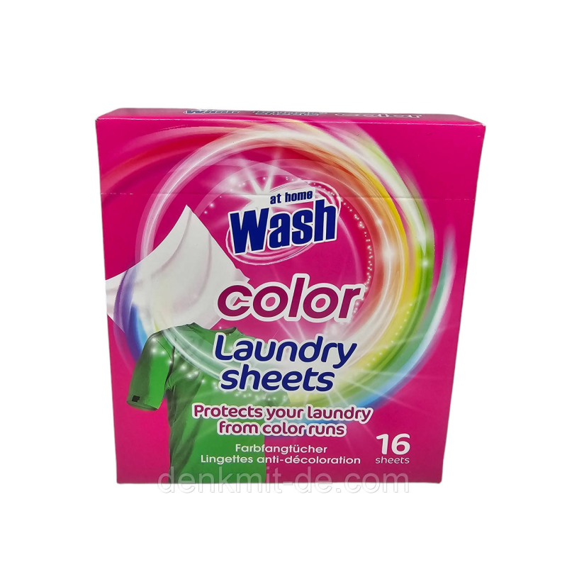 Абсорбуючі салфетки для прання линяючих речей At home Wash Color 16 шт. Абсорбуючі салфетки для прання линяючих речей At home Wash Color 16 шт.