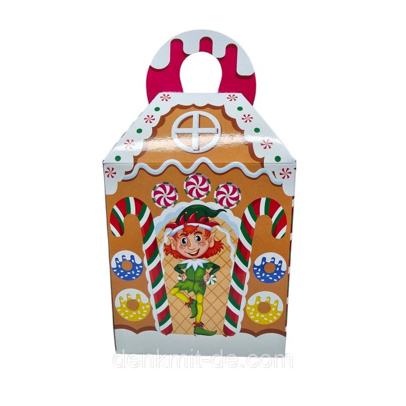 Коробка новорічна пакувальна 700 гр  Будинок з печива