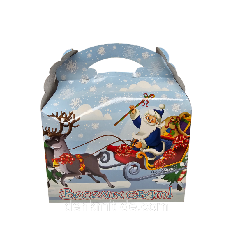 Коробка новорічна пакувальна 800 гр Веселих свят