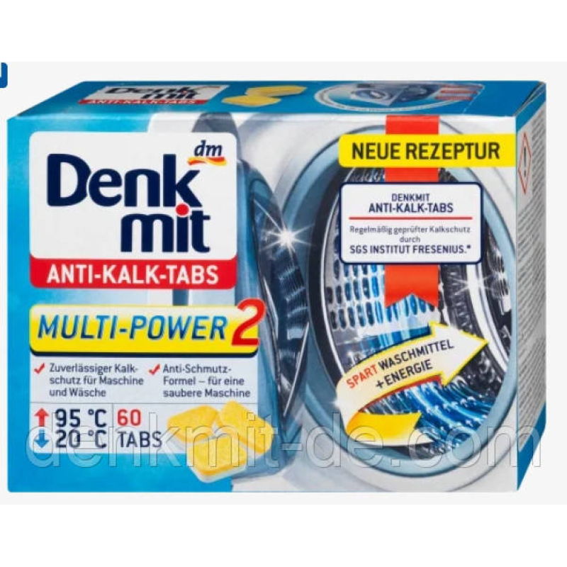 Таблетки для пральних машин проти кальку DENKMIT, 60 шт